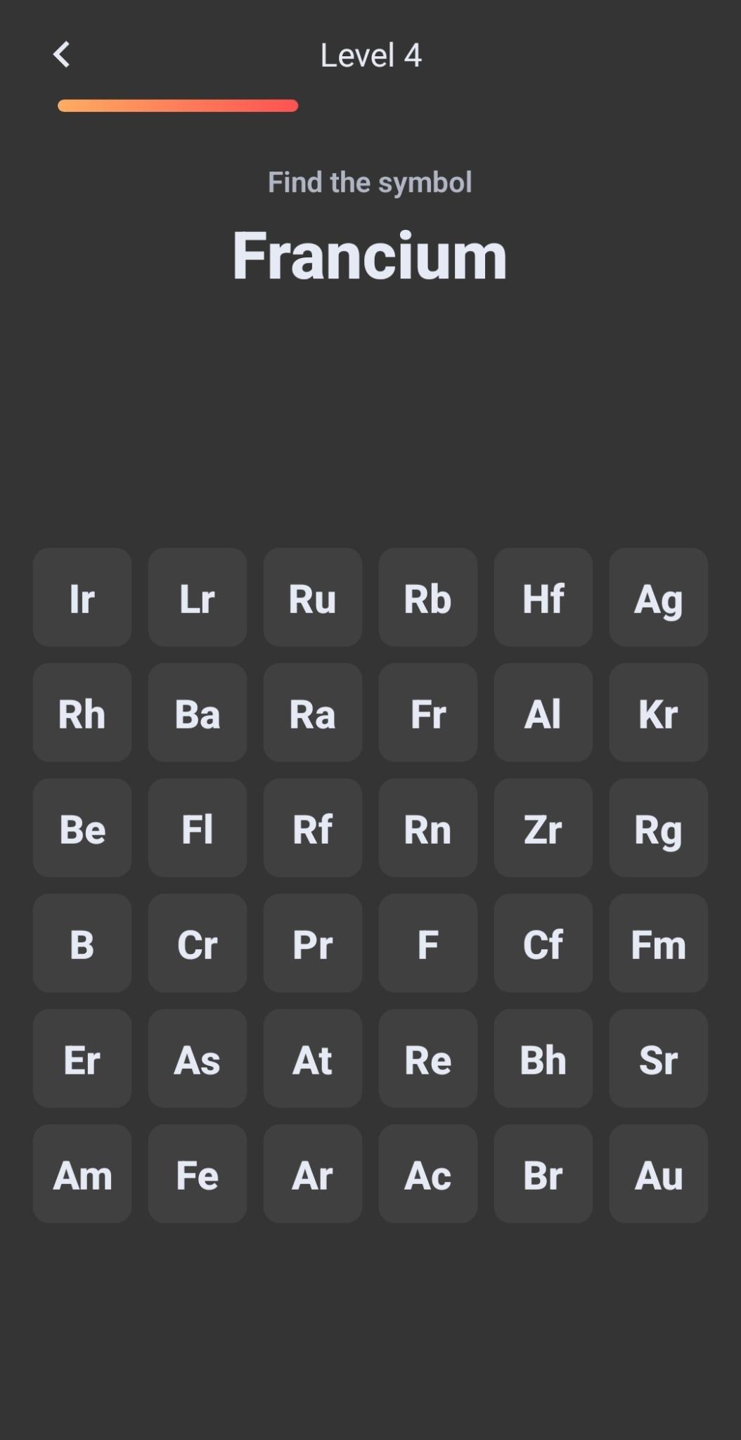 Chemical element Symbol Hunt play mode